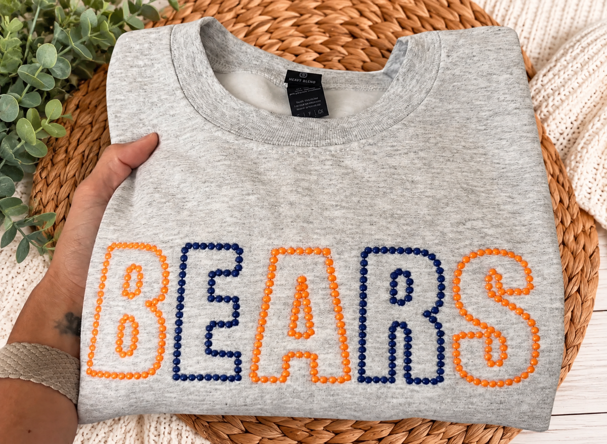 Embroidered pearl font sweatshirt