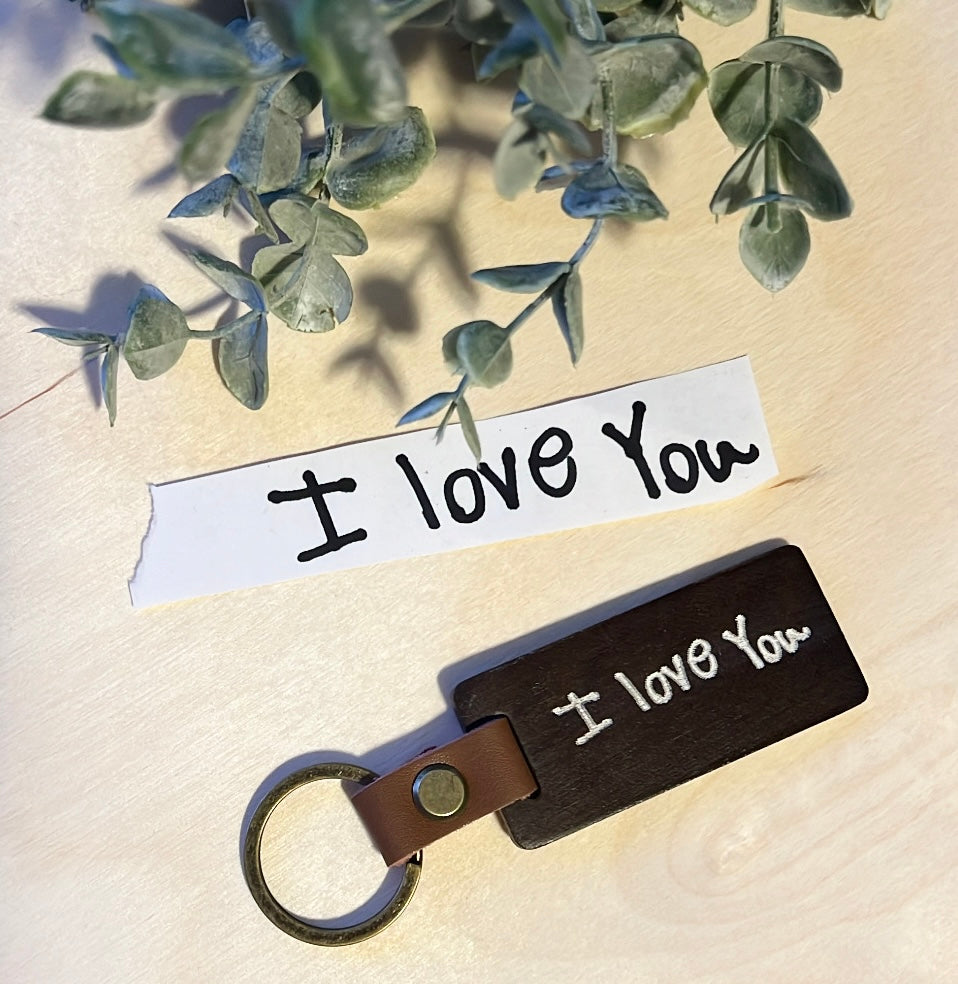 Hand written text keychain