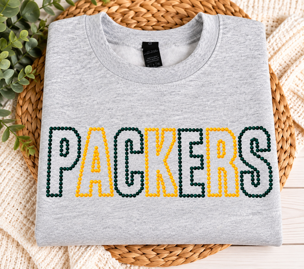 Embroidered pearl font sweatshirt