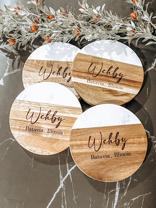 WOOD & MARBLE COASTERS