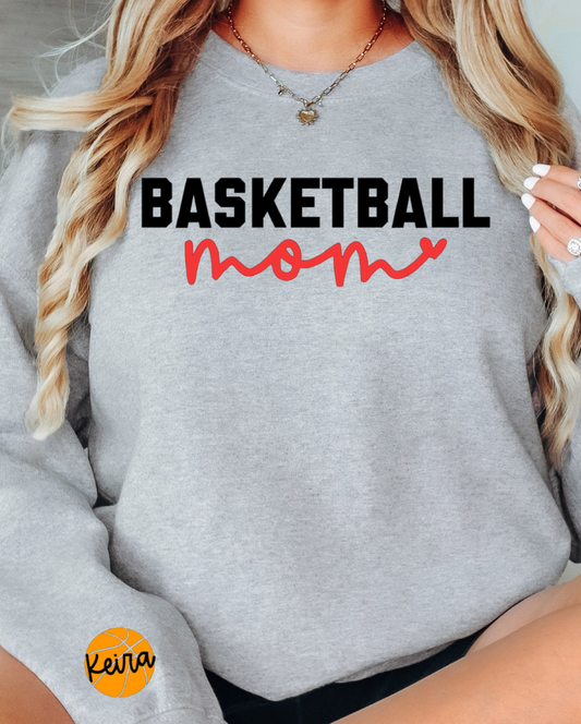 Basketball Mom with Ball on sleeve