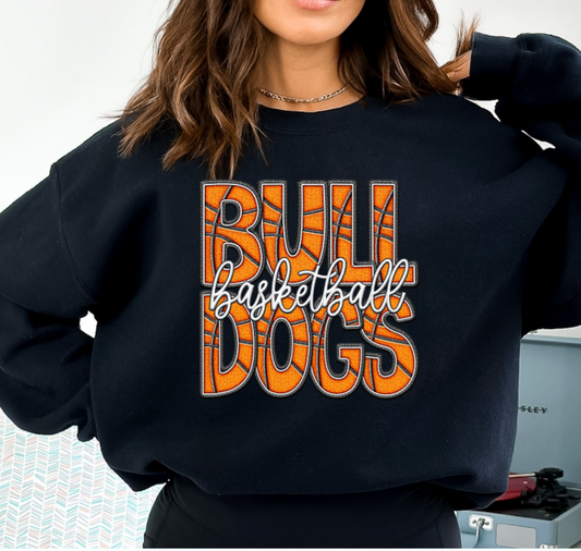 Faux embroider Bulldogs basketball